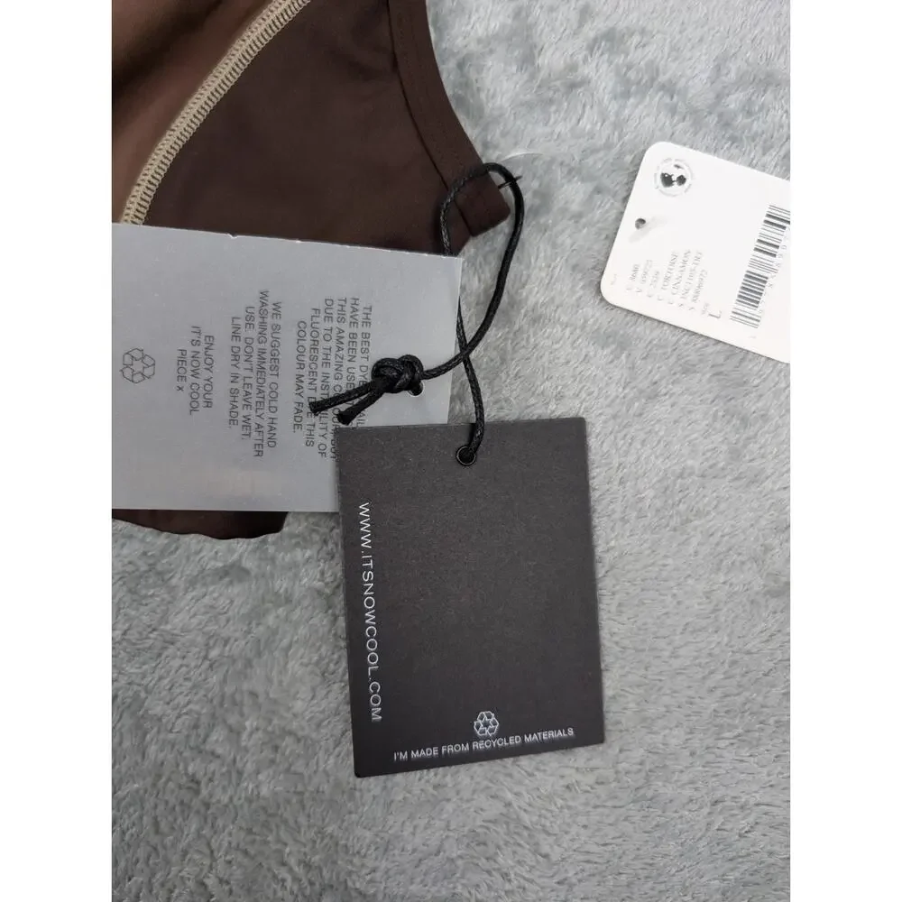 It's Now Cool The Contour Zip Crop Brown Tortoise Size L NWT